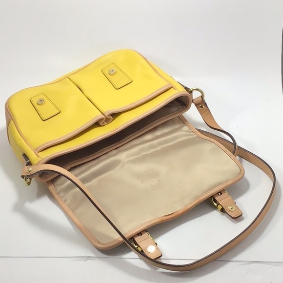 COACH Park Colorblock Yellow and White Leather Crossbody Messenger Bag - Picture 8 of 14